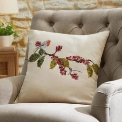 Brushed Cotton Robin Cushion
