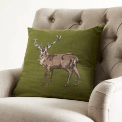 Brushed Cotton Stag Cushion