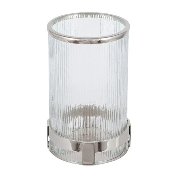 Pacific Lifestyle Metal And Clear Textured Tall Hurricane Vase - Image 3