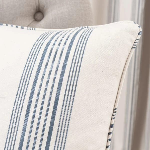 Churchgate Recycled Cotton Stripe Blue Cushion - Image 2