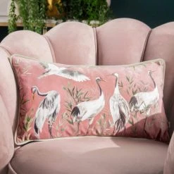 Wylder Orient Cranes Cushion Blush 30x50