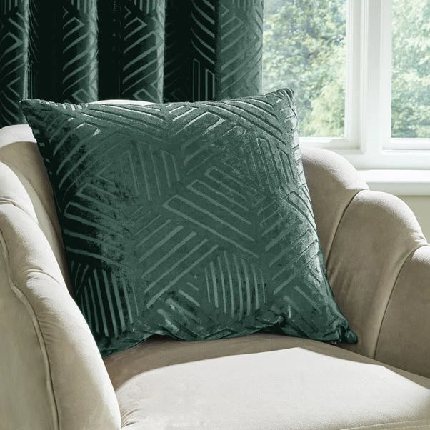 Catherine Lansfield Geometric Cut Velvet Cushion